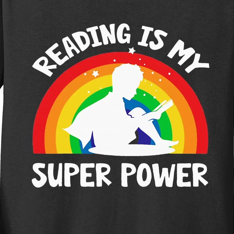 Reading Is My Superpower Book Teacher Kids Long Sleeve Shirt