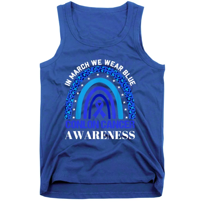 Rainbow In March We Wear Blue For Colon Cancer Awareness Cute Gift Tank Top