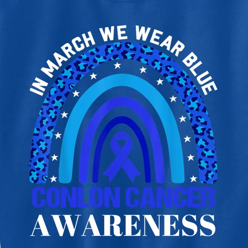 Rainbow In March We Wear Blue For Colon Cancer Awareness Cute Gift Kids Sweatshirt