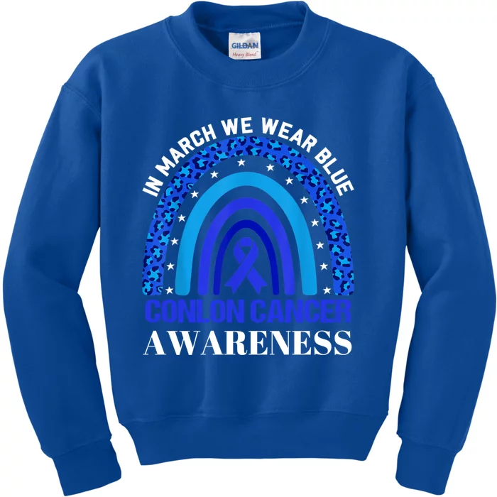 Rainbow In March We Wear Blue For Colon Cancer Awareness Cute Gift Kids Sweatshirt