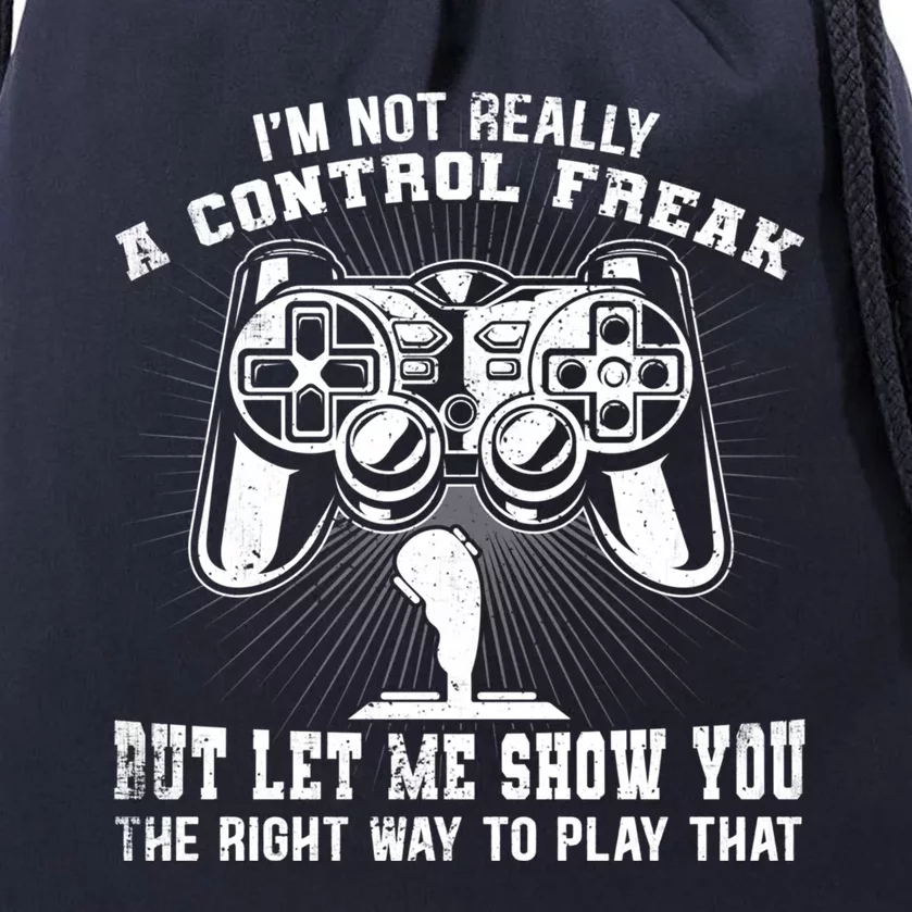 Retro I'm Not Really A Control Freak Video Game Player Gamer Funny Gift Drawstring Bag