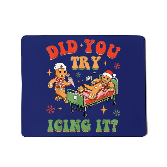 Retro Icu Nurse Christmas Gingerbread Did You Try Icing It Mousepad