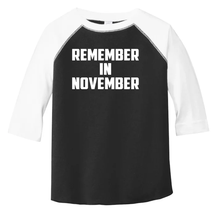 Remember In November Hurricane Helene Relief Efforts Toddler Fine Jersey T-Shirt