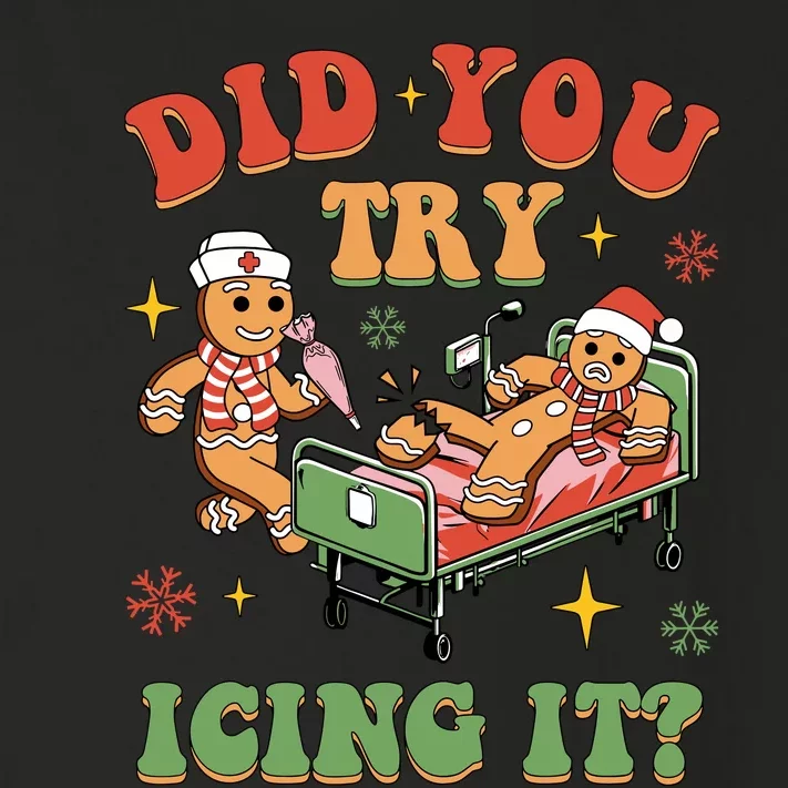 Retro Icu Nurse Christmas Gingerbread Did You Try Icing It Toddler Long Sleeve Shirt