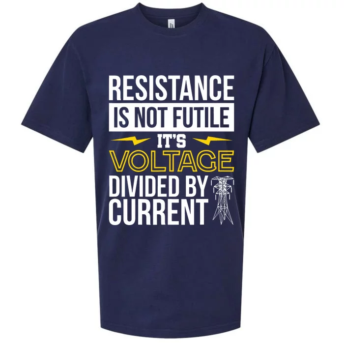 Resistance Is Not Futile Funny Electrician Sueded Cloud Jersey T-Shirt