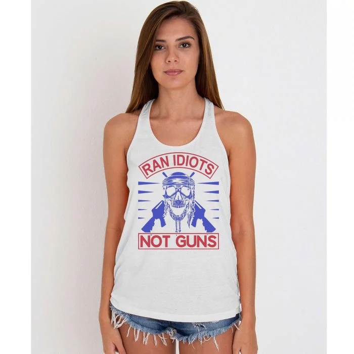 Rain Idiots Not Guns Women's Knotted Racerback Tank