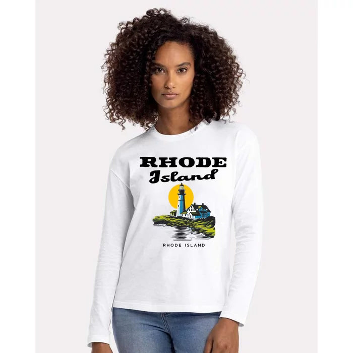 Rhode Island New England Womens Cotton Relaxed Long Sleeve T-Shirt