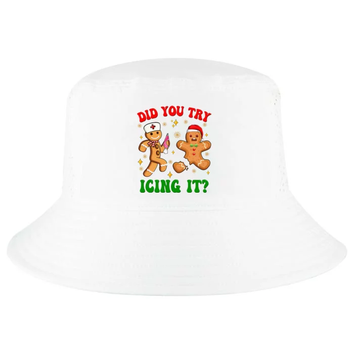 Retro Icu Nurse Christmas Gingerbread Did You Try Icing It Cool Comfort Performance Bucket Hat