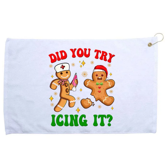 Retro Icu Nurse Christmas Gingerbread Did You Try Icing It Grommeted Golf Towel