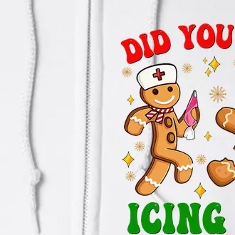 Retro Icu Nurse Christmas Gingerbread Did You Try Icing It Full Zip Hoodie