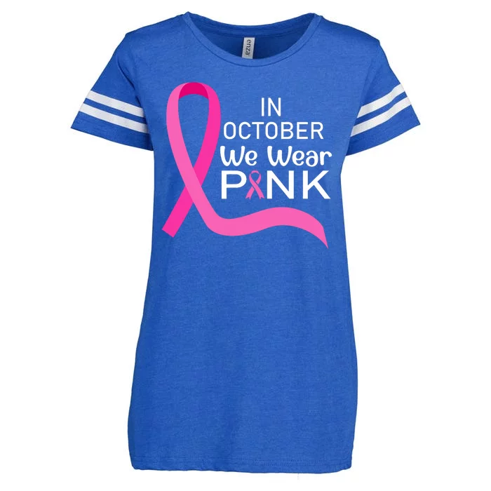 Ribbon In October We Wear Breast Cancer Awareness Enza Ladies Jersey Football T-Shirt