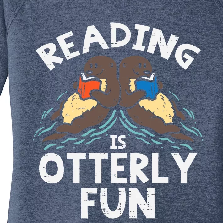 Reading Is Otterly Fun Otter Book Lover Librarian Bookworm Women's Perfect Tri Tunic Long Sleeve Shirt