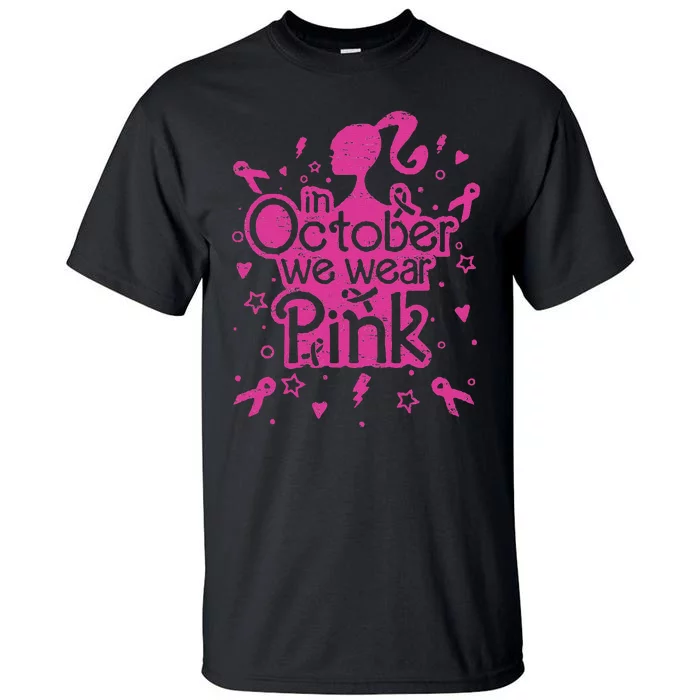 Retro In October We Wear Pin.K Breast Cancer Awareness 2024 Tall T-Shirt