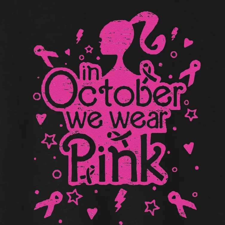 Retro In October We Wear Pin.K Breast Cancer Awareness 2024 Women's Crop Top Tee