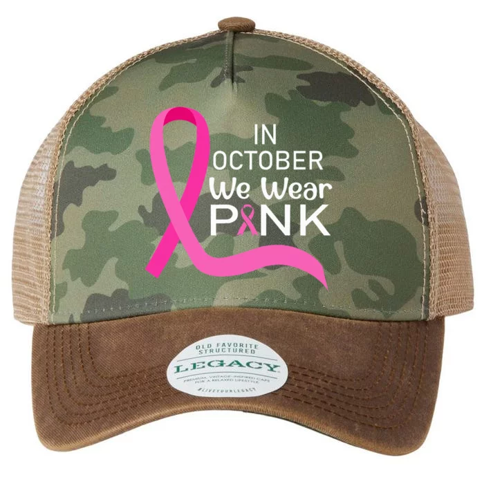 Ribbon In October We Wear Breast Cancer Awareness Legacy Tie Dye Trucker Hat