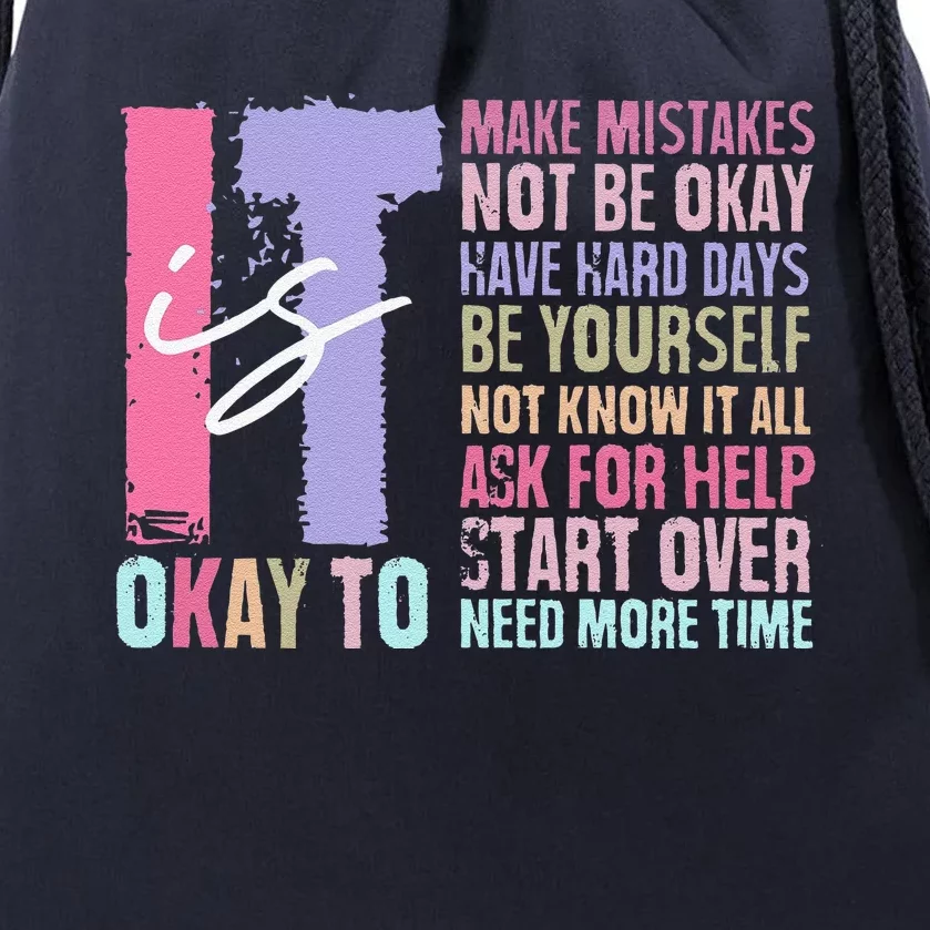 Retro ItS Okay To Make Mistakes Be Yourself Drawstring Bag