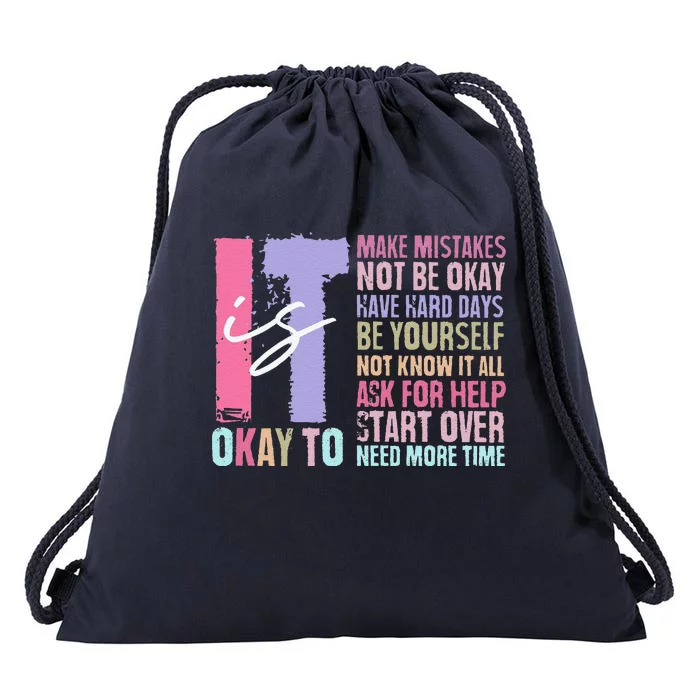 Retro ItS Okay To Make Mistakes Be Yourself Drawstring Bag