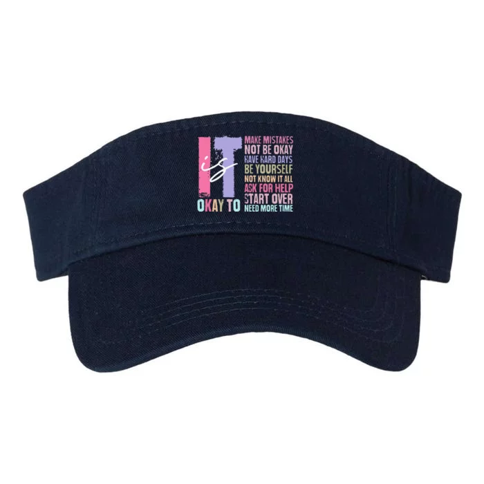 Retro ItS Okay To Make Mistakes Be Yourself Valucap Bio-Washed Visor