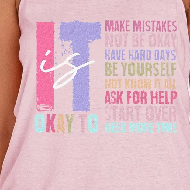 Retro ItS Okay To Make Mistakes Be Yourself Women's Knotted Racerback Tank