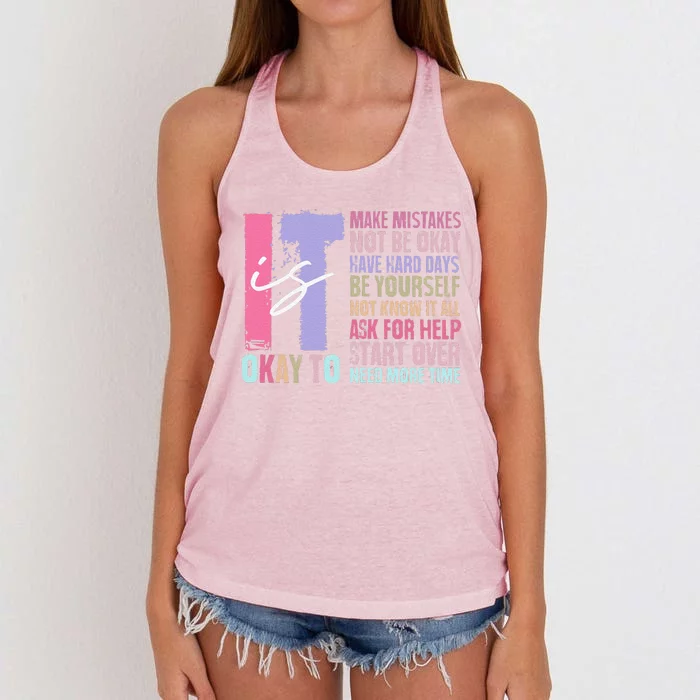 Retro ItS Okay To Make Mistakes Be Yourself Women's Knotted Racerback Tank