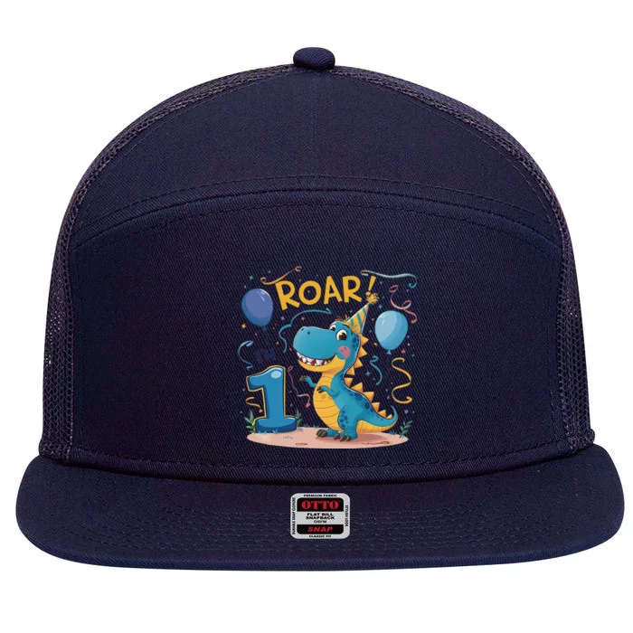 Roar IM One Baby First Birthday Celebrate Being 7 Panel Mesh Trucker Snapback Hat