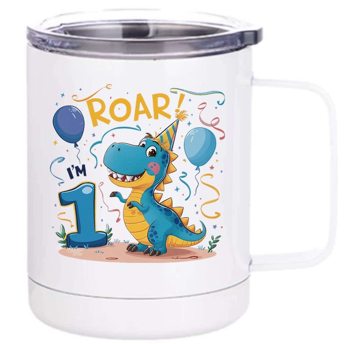 Roar IM One Baby First Birthday Celebrate Being Front & Back 12oz Stainless Steel Tumbler Cup