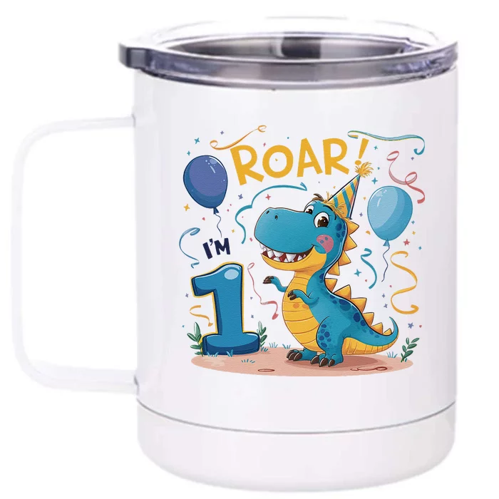 Roar IM One Baby First Birthday Celebrate Being Front & Back 12oz Stainless Steel Tumbler Cup