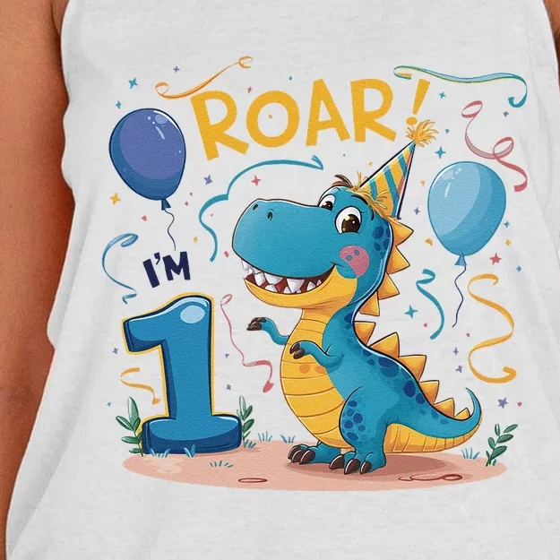 Roar IM One Baby First Birthday Celebrate Being Women's Knotted Racerback Tank