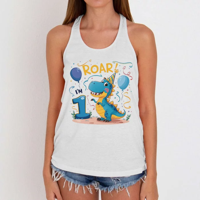 Roar IM One Baby First Birthday Celebrate Being Women's Knotted Racerback Tank