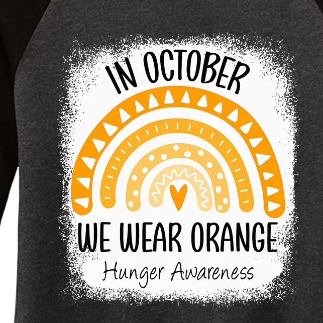 Rainbow In October We Wear Orange Hunger Awareness Ribbon Women's Tri-Blend 3/4-Sleeve Raglan Shirt