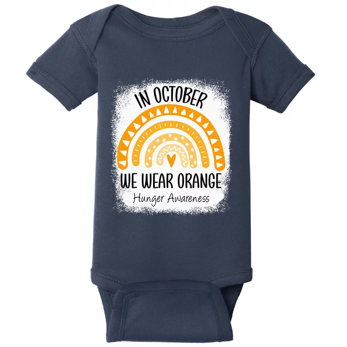 Rainbow In October We Wear Orange Hunger Awareness Ribbon Baby Bodysuit