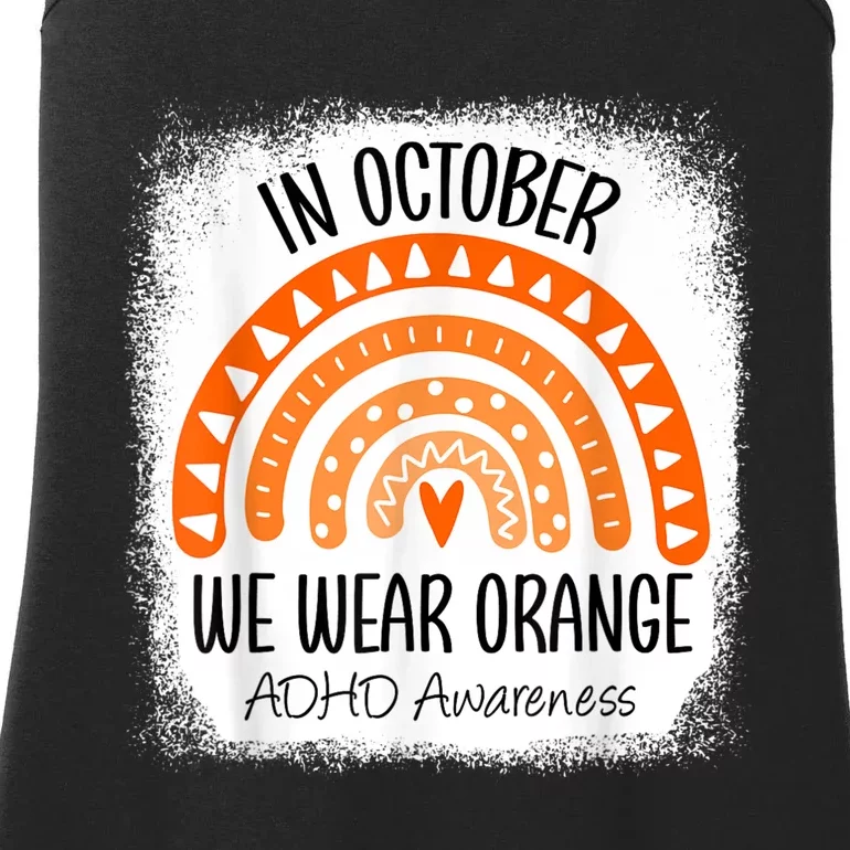 Rainbow In October We Wear Orange ADHD Awareness Ribbon Ladies Essential Tank