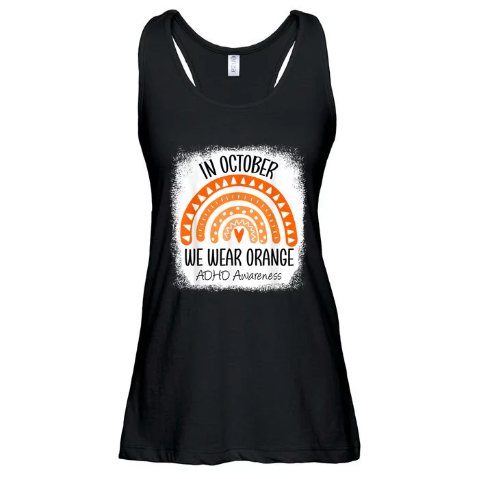 Rainbow In October We Wear Orange ADHD Awareness Ribbon Ladies Essential Flowy Tank