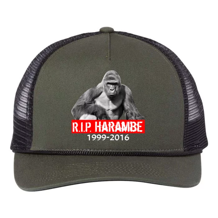 RIP Harambe Gorilla Cincinnati Zoo Retro Rope Trucker Hat Cap