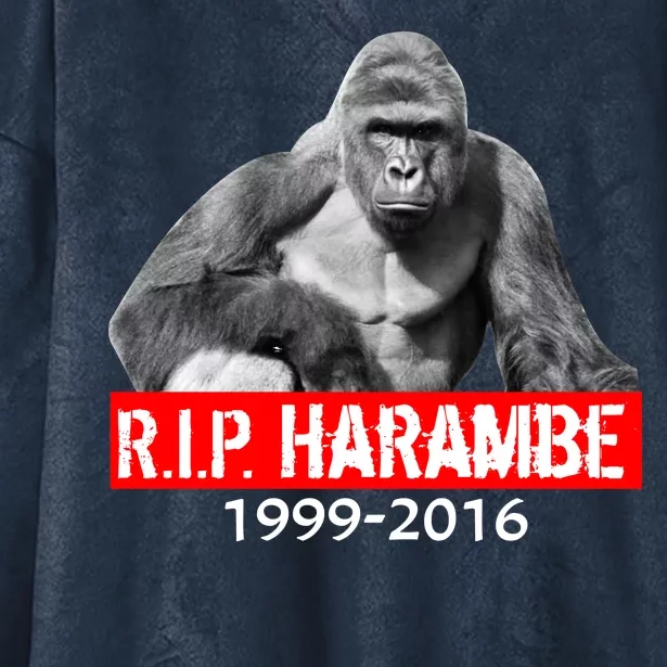 RIP Harambe Gorilla Cincinnati Zoo Hooded Wearable Blanket