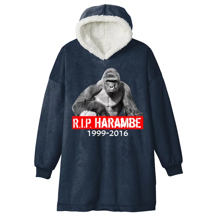 RIP Harambe Gorilla Cincinnati Zoo Hooded Wearable Blanket