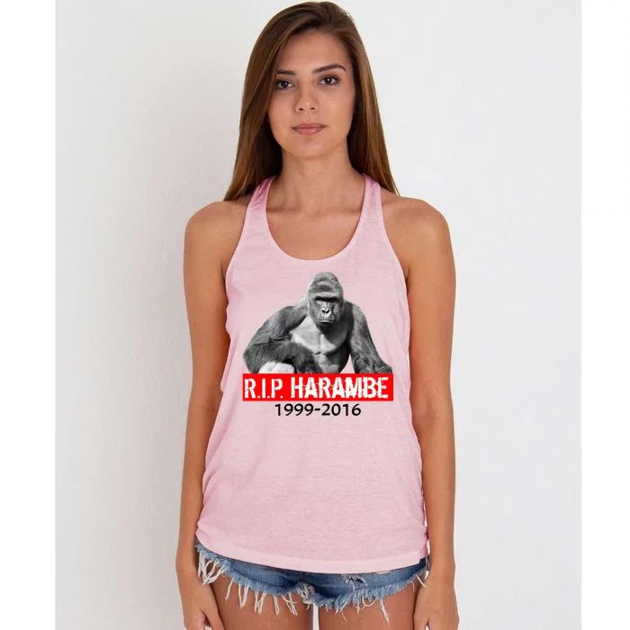 RIP Harambe Gorilla Cincinnati Zoo Women's Knotted Racerback Tank