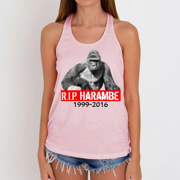 RIP Harambe Gorilla Cincinnati Zoo Women's Knotted Racerback Tank