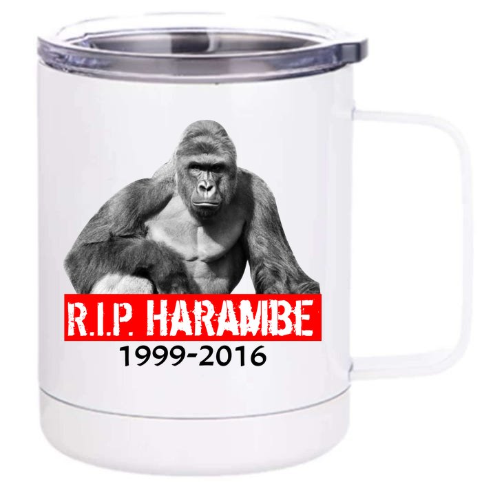 RIP Harambe Gorilla Cincinnati Zoo Front & Back 12oz Stainless Steel Tumbler Cup