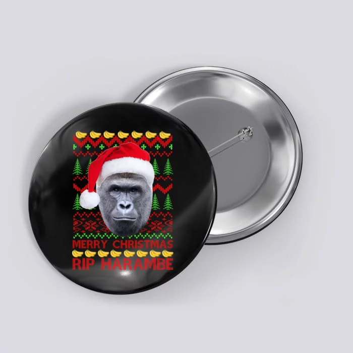 RIP Harambe Merry Ugly Christmas Sweater Button