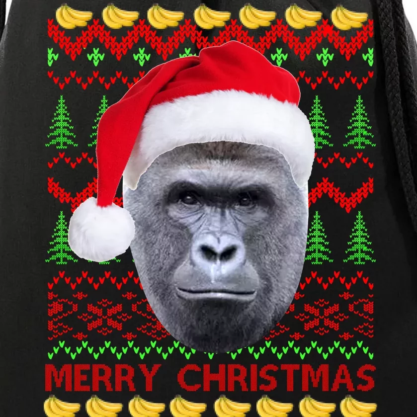 RIP Harambe Merry Ugly Christmas Sweater Drawstring Bag