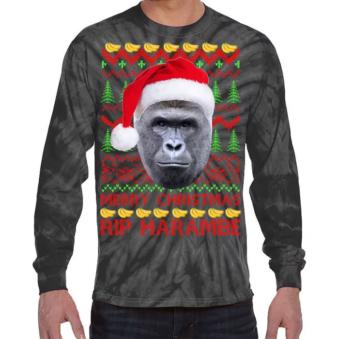 RIP Harambe Merry Ugly Christmas Sweater Tie-Dye Long Sleeve Shirt