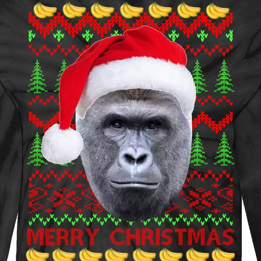 RIP Harambe Merry Ugly Christmas Sweater Tie-Dye Long Sleeve Shirt