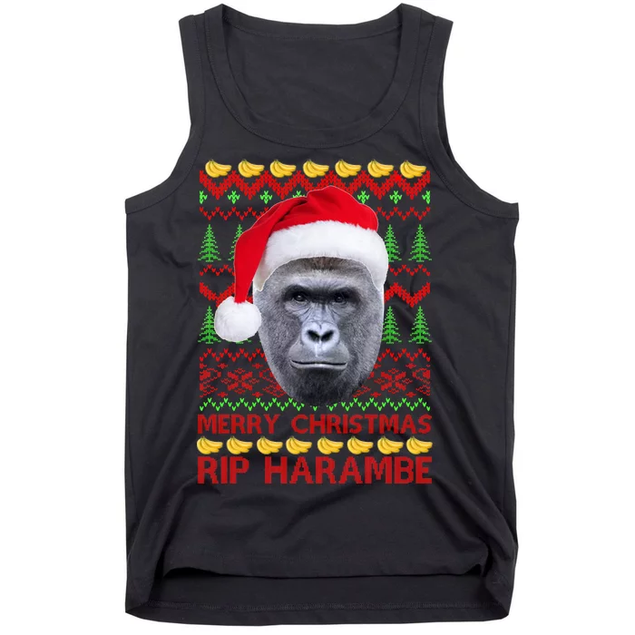 RIP Harambe Merry Ugly Christmas Sweater Tank Top