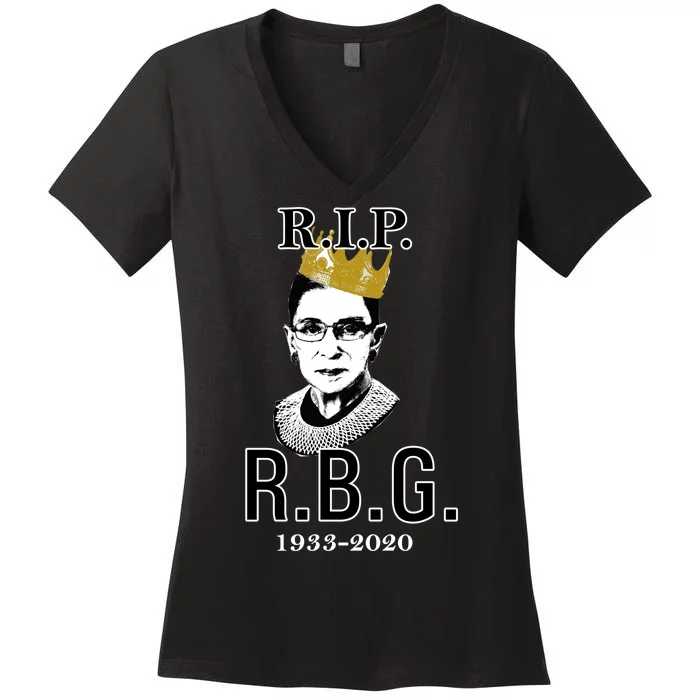 RIP Notorious RBG Ruth Bader Ginsburg 1933-2020 Women's V-Neck T-Shirt