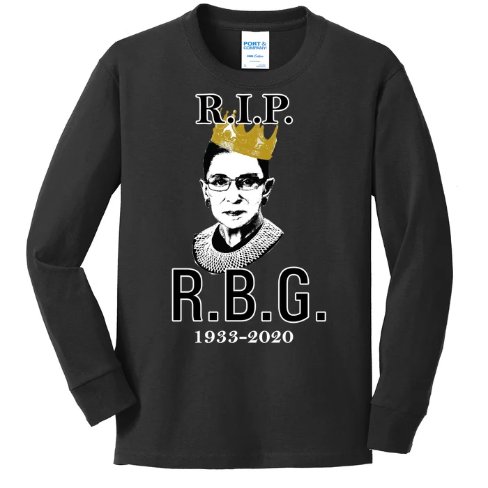 RIP Notorious RBG Ruth Bader Ginsburg 1933-2020 Kids Long Sleeve Shirt