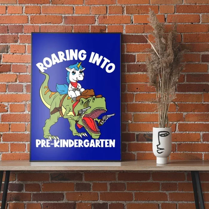 Roaring Into Prekindergarten Unicorn Riding Dinosaur Gift Poster