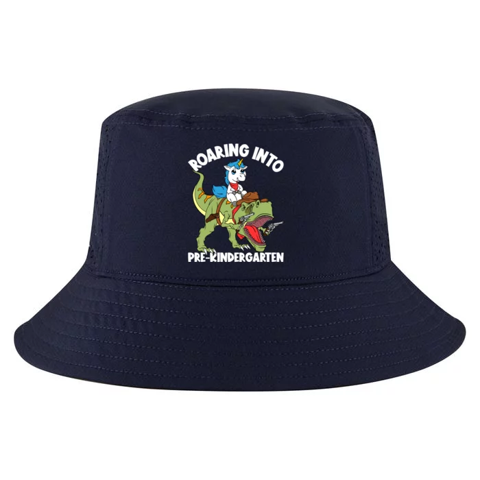 Roaring Into Prekindergarten Unicorn Riding Dinosaur Gift Cool Comfort Performance Bucket Hat