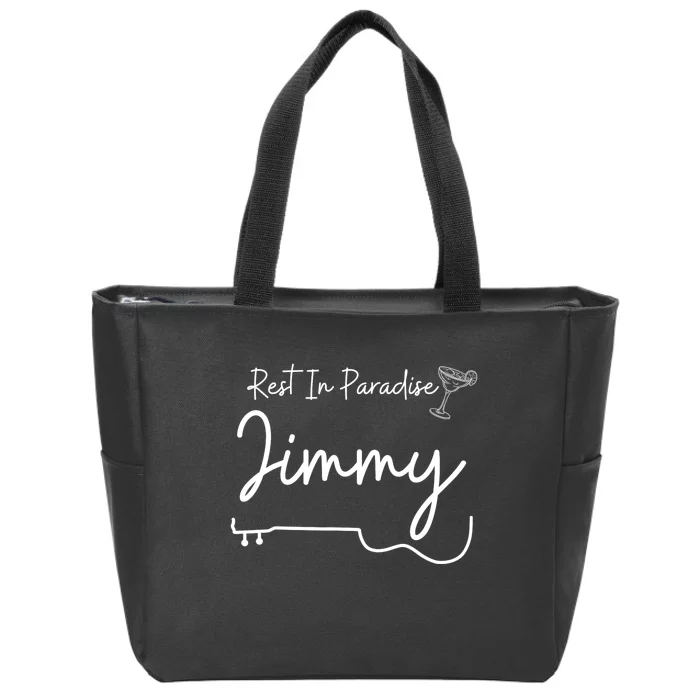 Rest In Paradise Jimmy Music Guitar Margarita Zip Tote Bag