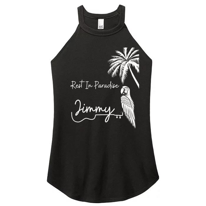 Rest In Paradise Jimmy. Parrot Heads Guitar Music Lovers Women’s Perfect Tri Rocker Tank